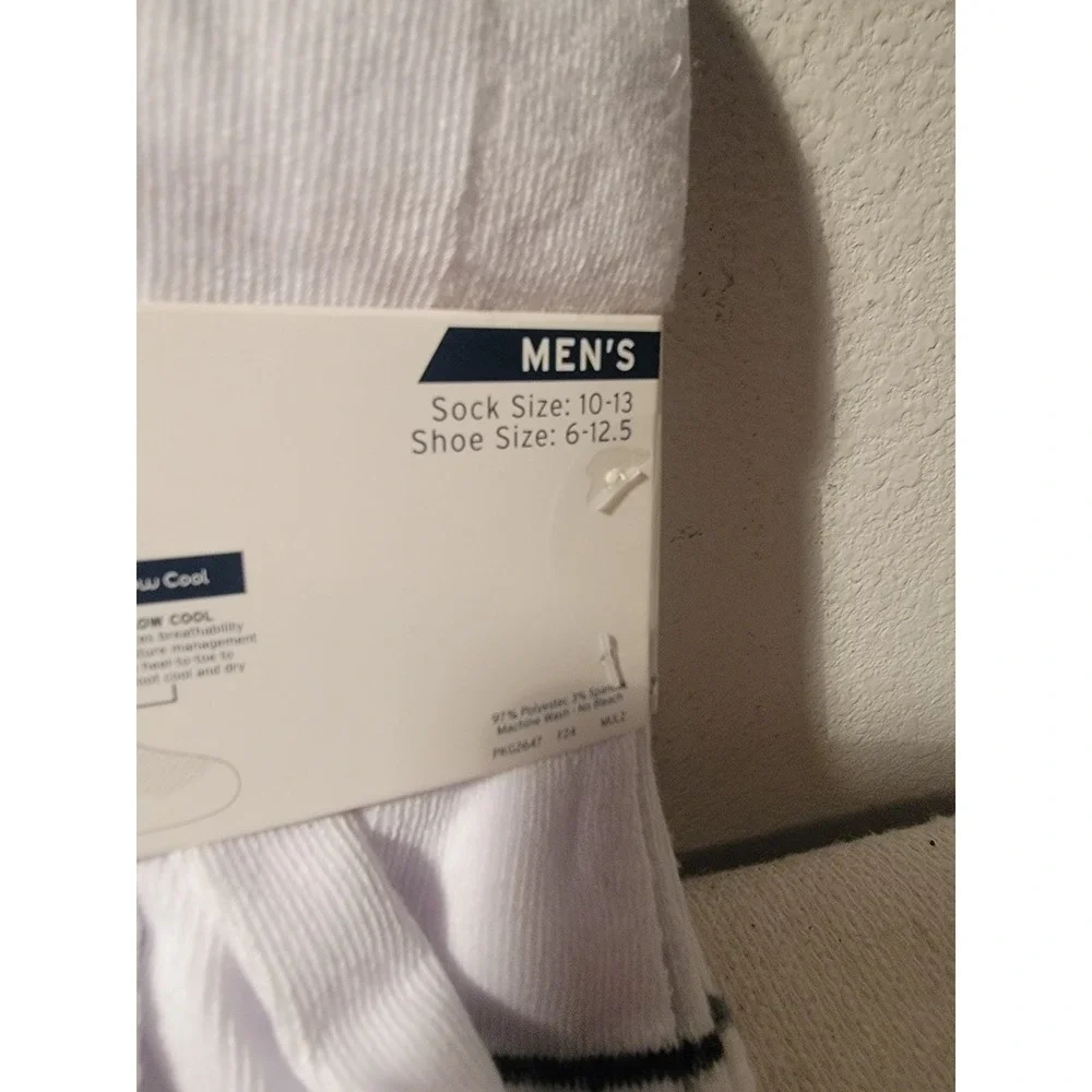 K-Swiss Men's Athletic Low-Cut Socks 6 Pairs, White, Men's‎ Shoe Size 6-12.5 NEW